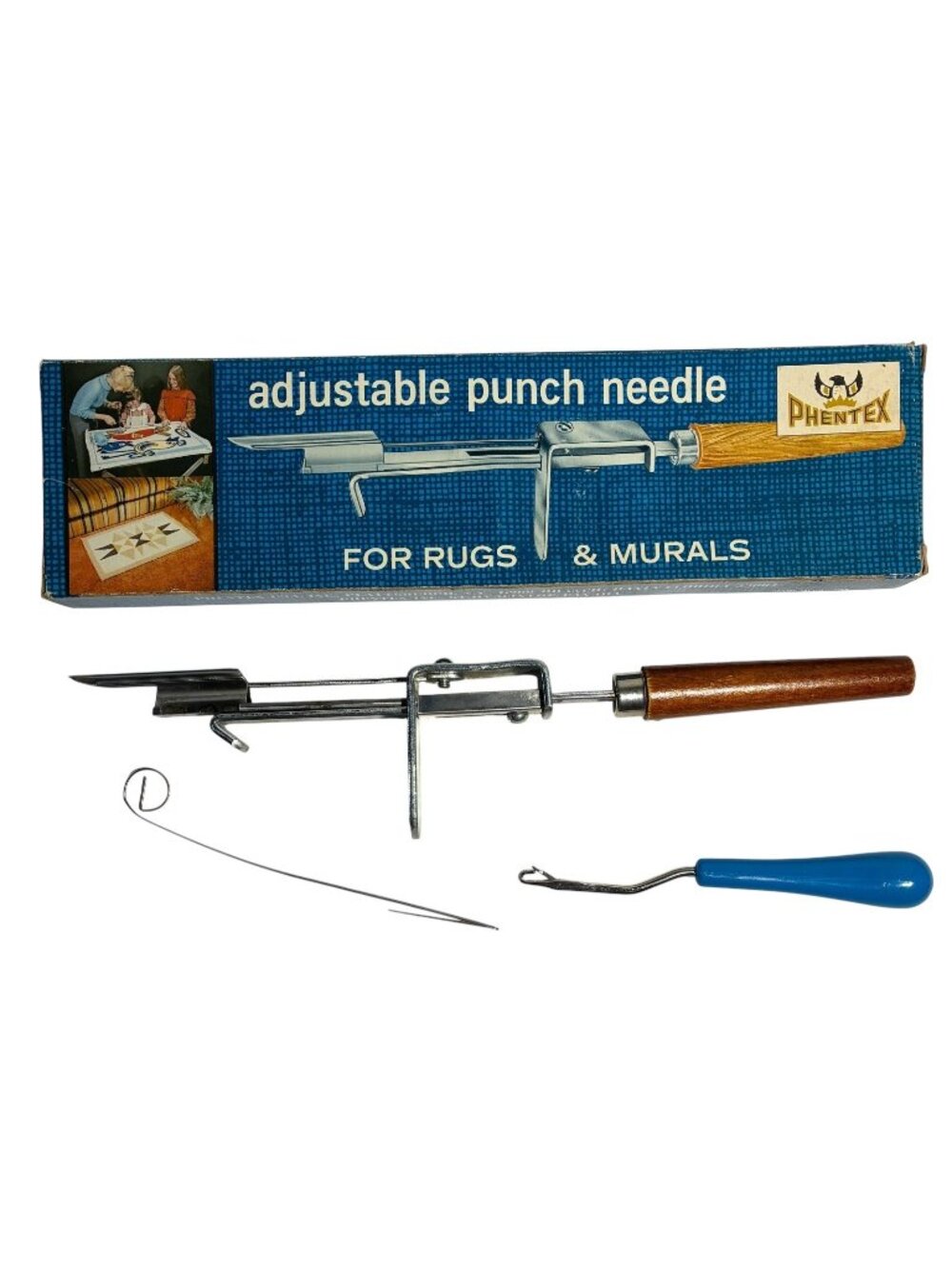 VTG Phentex Adjustable Punch Needle Tool & Latch Hook Rug Yarn Tool Rugs Murals